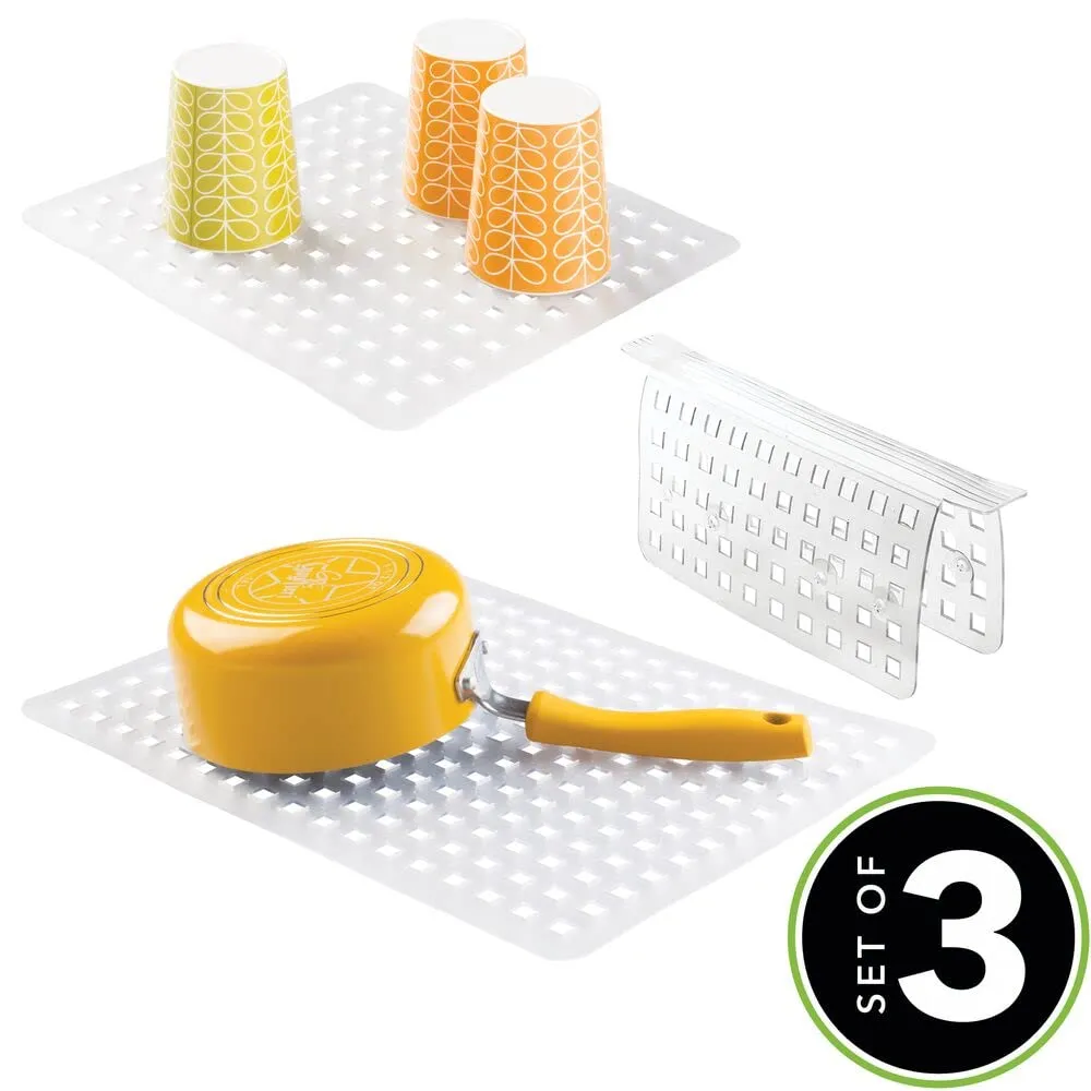 mDesign Spülbeckenmatte PVC durchsichtig 3er-Set