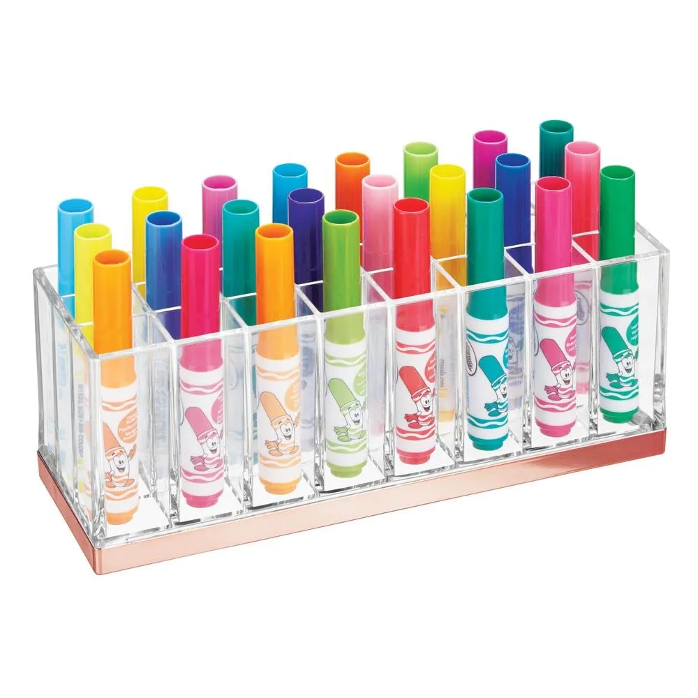 mDesign Kosmetik Organizer 24 Fächer Box transparent rotgold