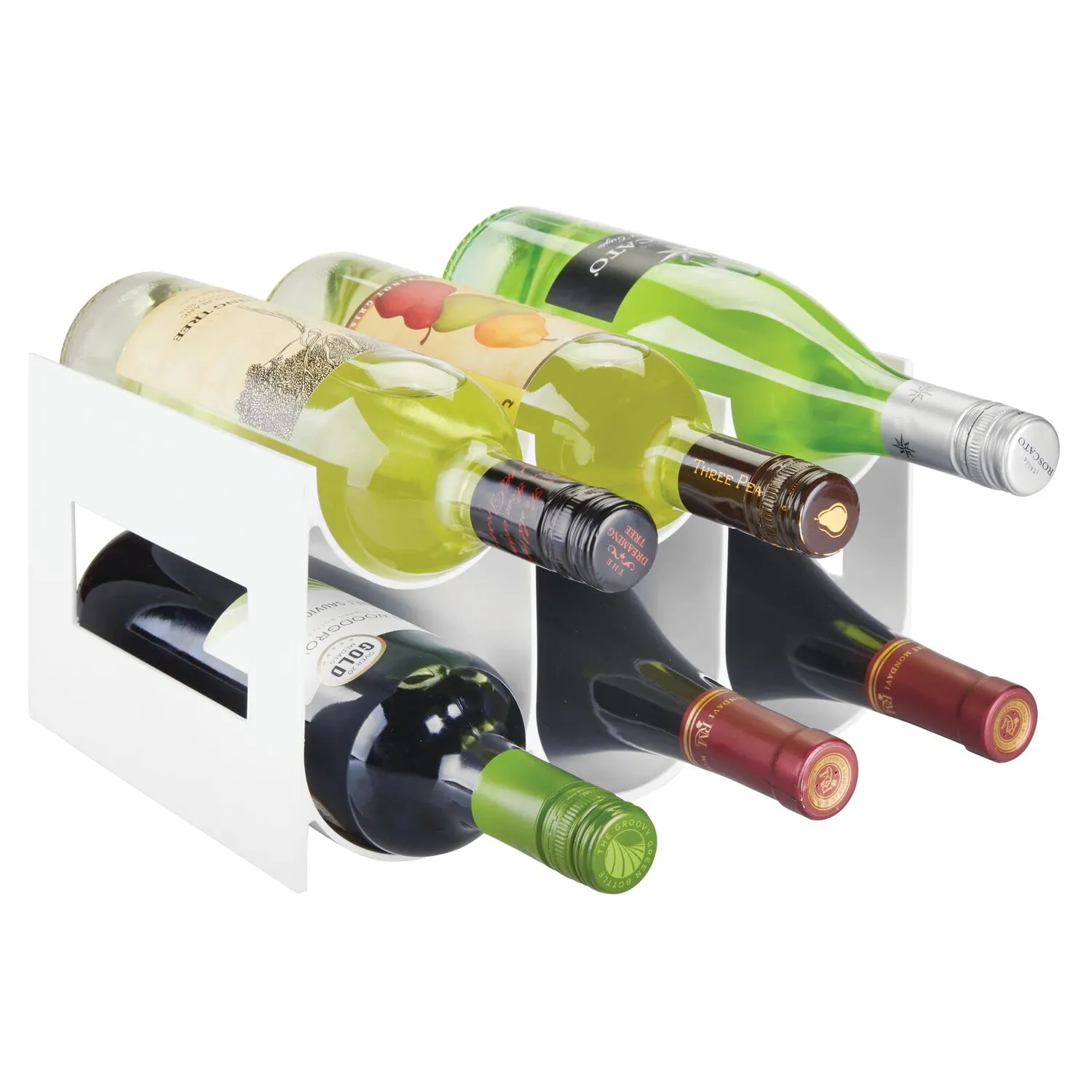 mDesign Weinregal Kunststoff 6 Flaschen Weiß stapelbar