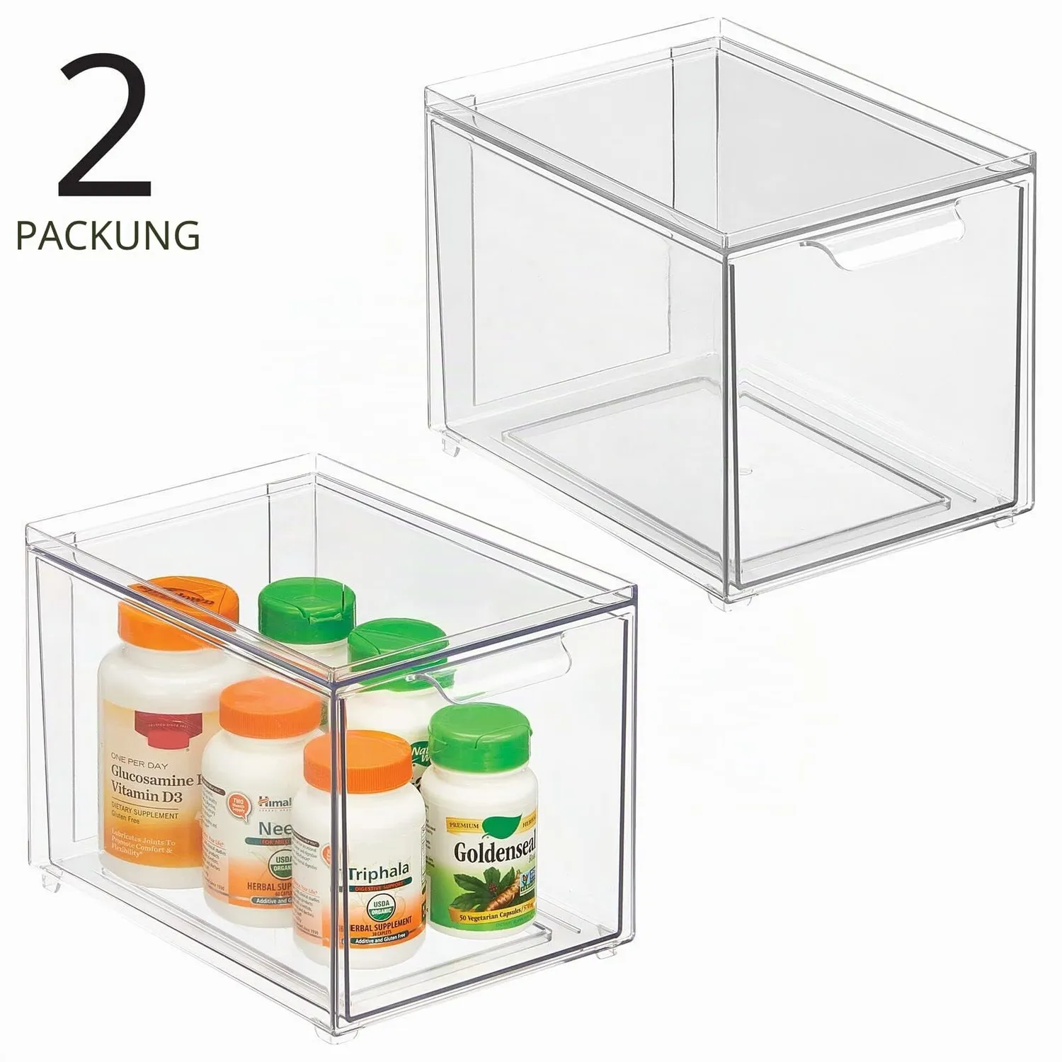 mDesign Kosmetikorganizer Schubladenbox 2er-Set transparent