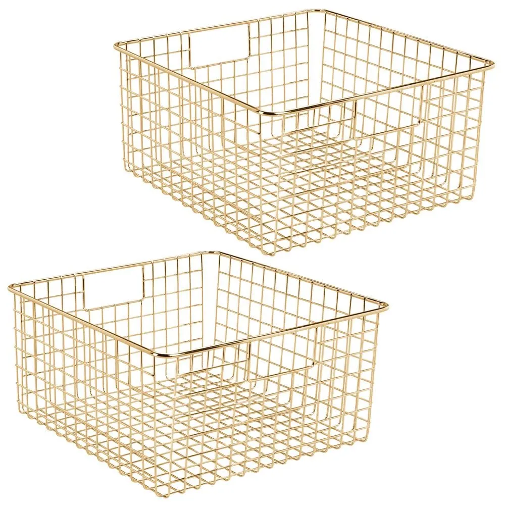 mDesign Metallkorb Drahtkorb 2er-Set Messing 30,5 cm