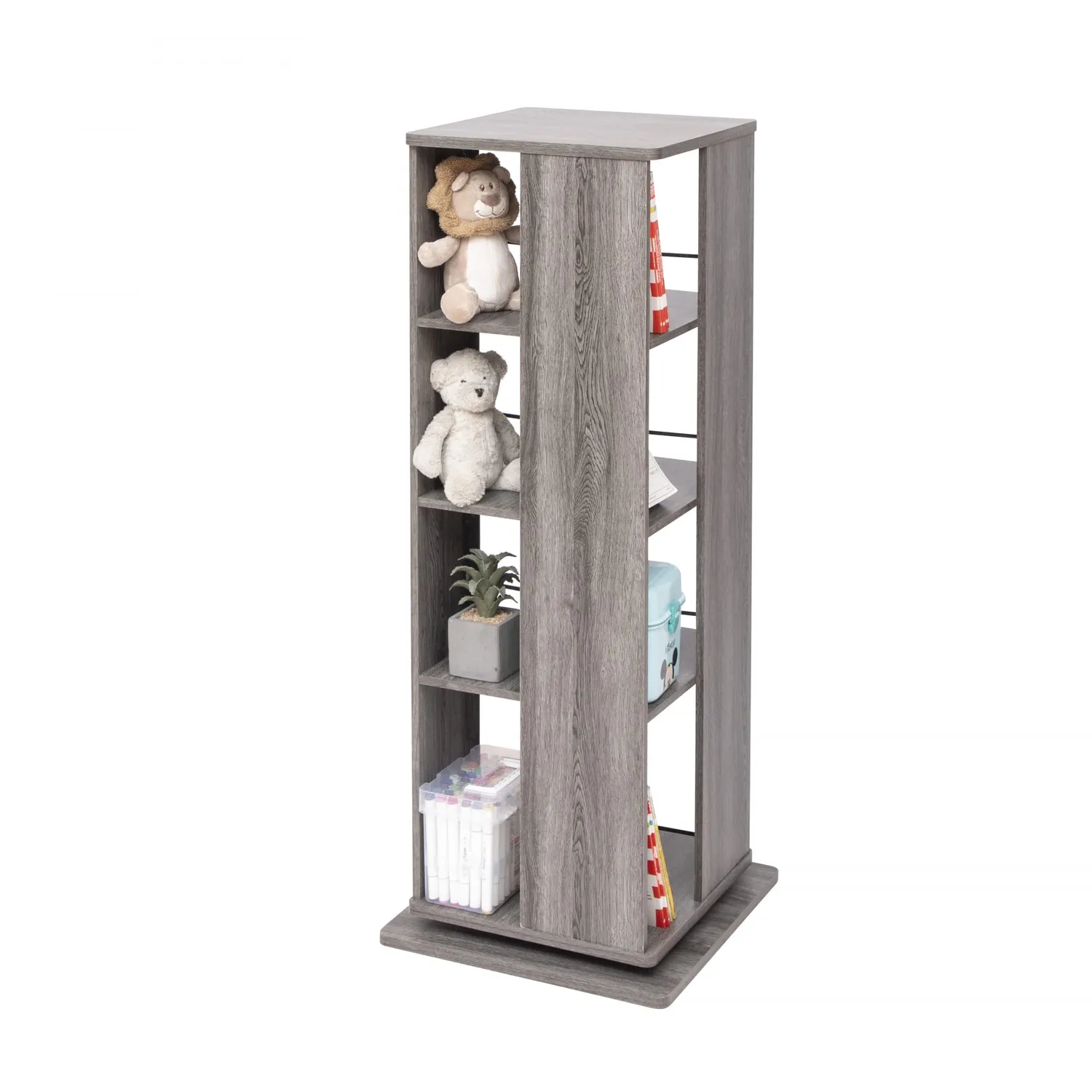 Iris Ohyama Revolving Book Shelf RBS-5S Eiche grau