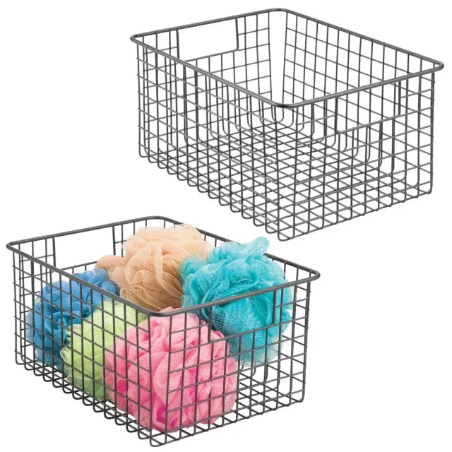 mDesign Drahtkorb Badkorb 2er-Set graphitgrau mit Griffen