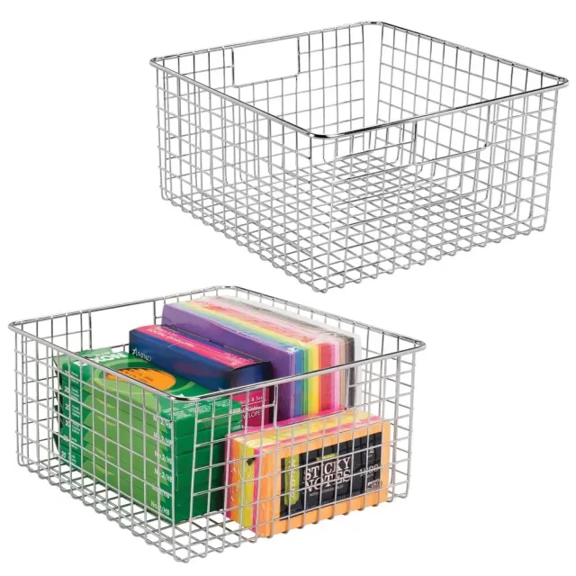 mDesign Drahtkorb Chrom 2er-Set 30,5 cm mit Griffen Metall