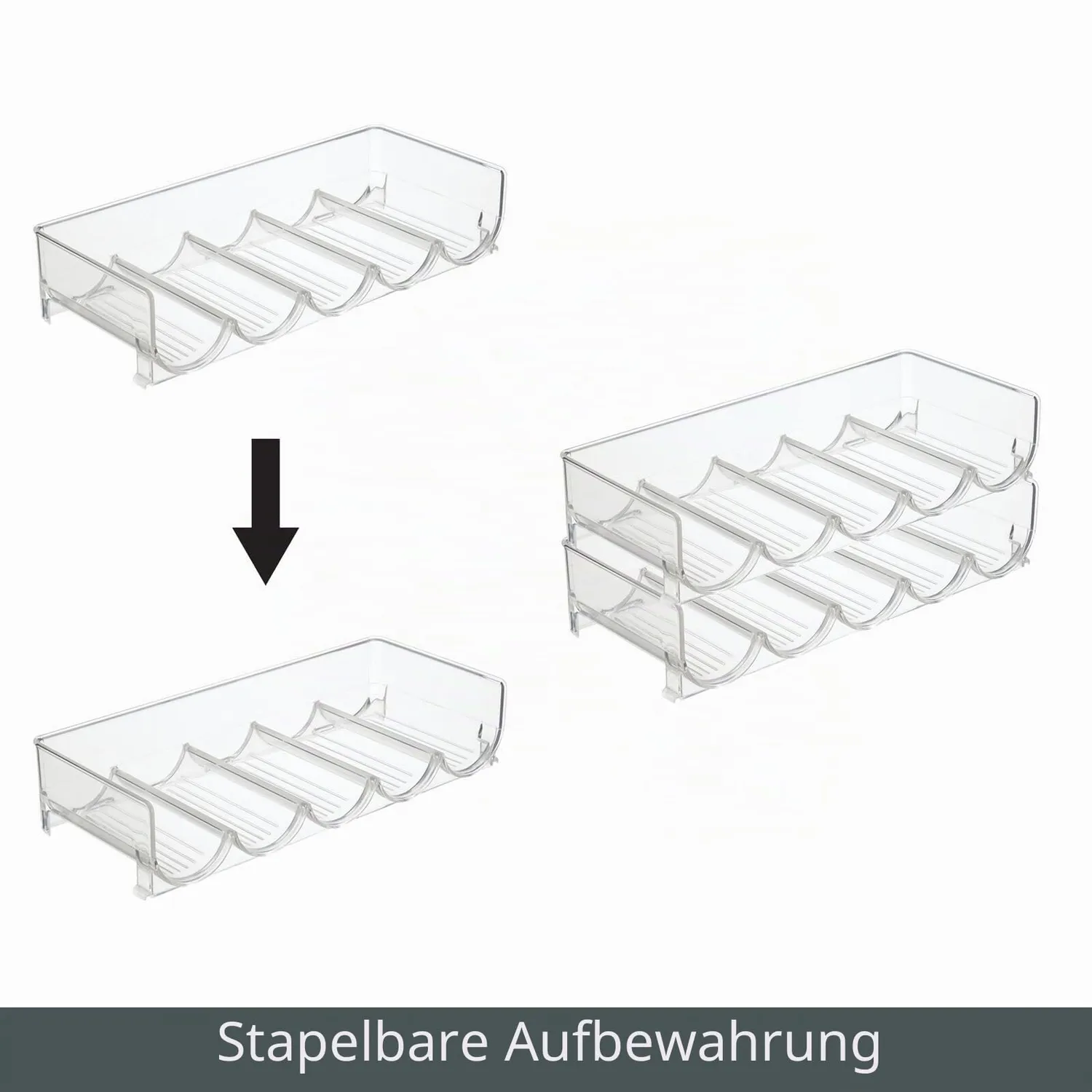 mDesign Flaschenhalter Kühlschrank Weinständer 5 Flaschen transparent