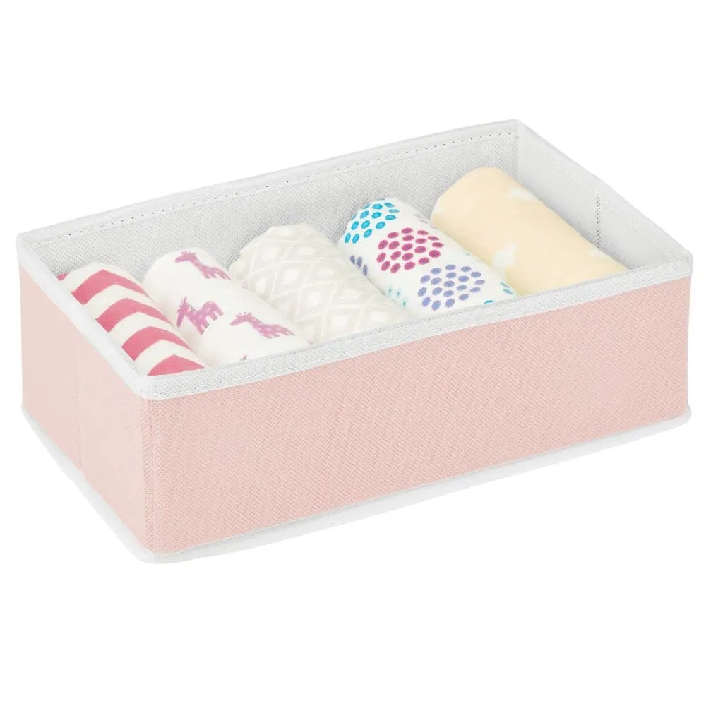 mDesign Organizer Box 6er Set Stoff Kleiderbox rosa weiß Unterwäsche