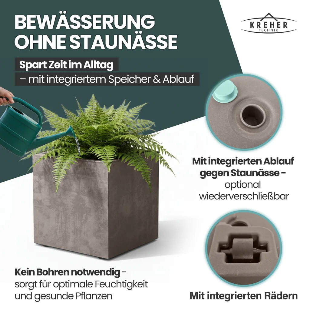 Kreher Millennium Pflanzkübel 80 Liter Sandbraun rollbar