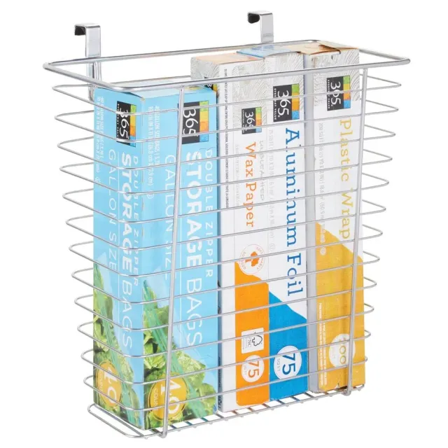 mDesign Schranktürkorb Metall Silber Folien Organizer Hänge