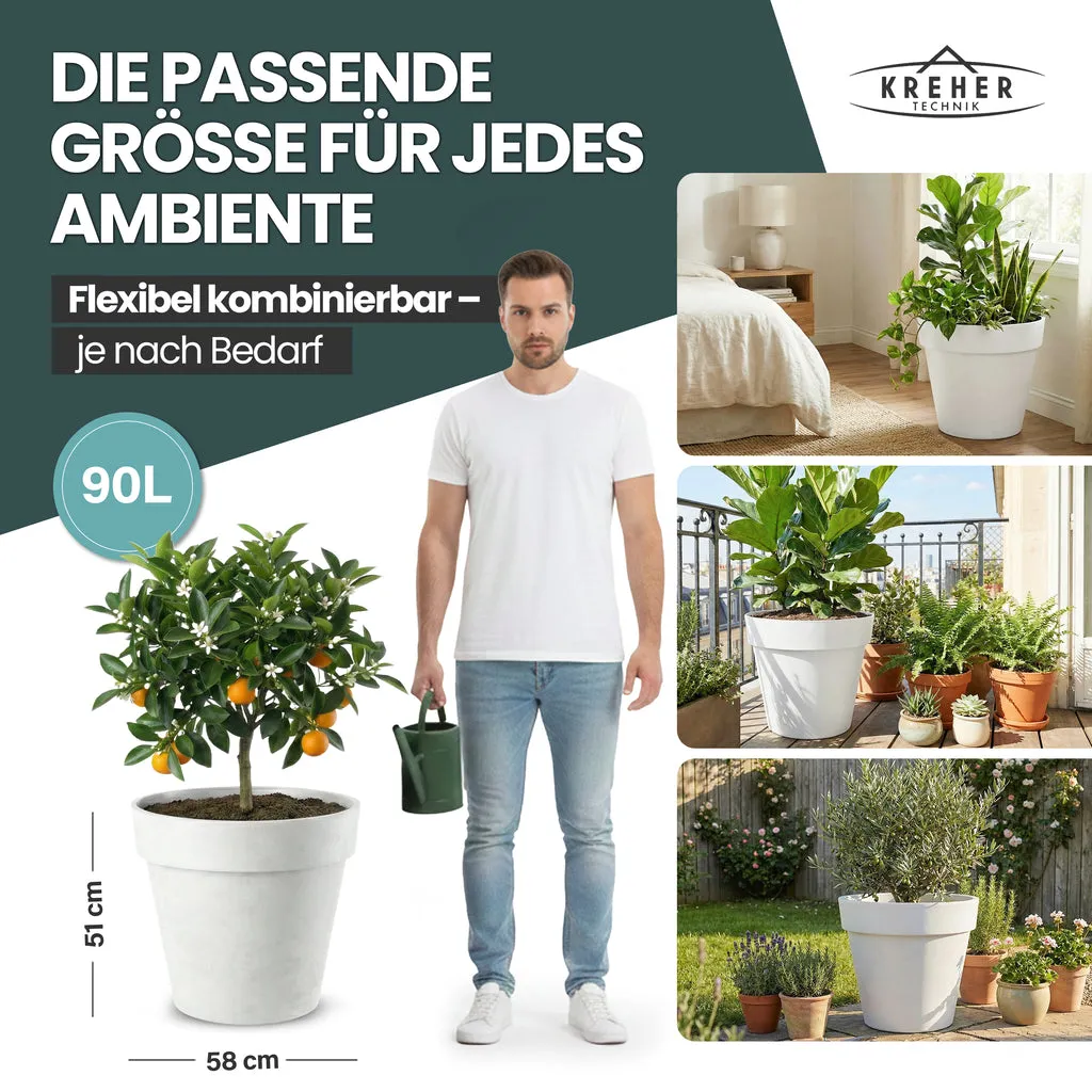 Kreher Like Pflanzkübel 90 Liter Weiß frostsicher