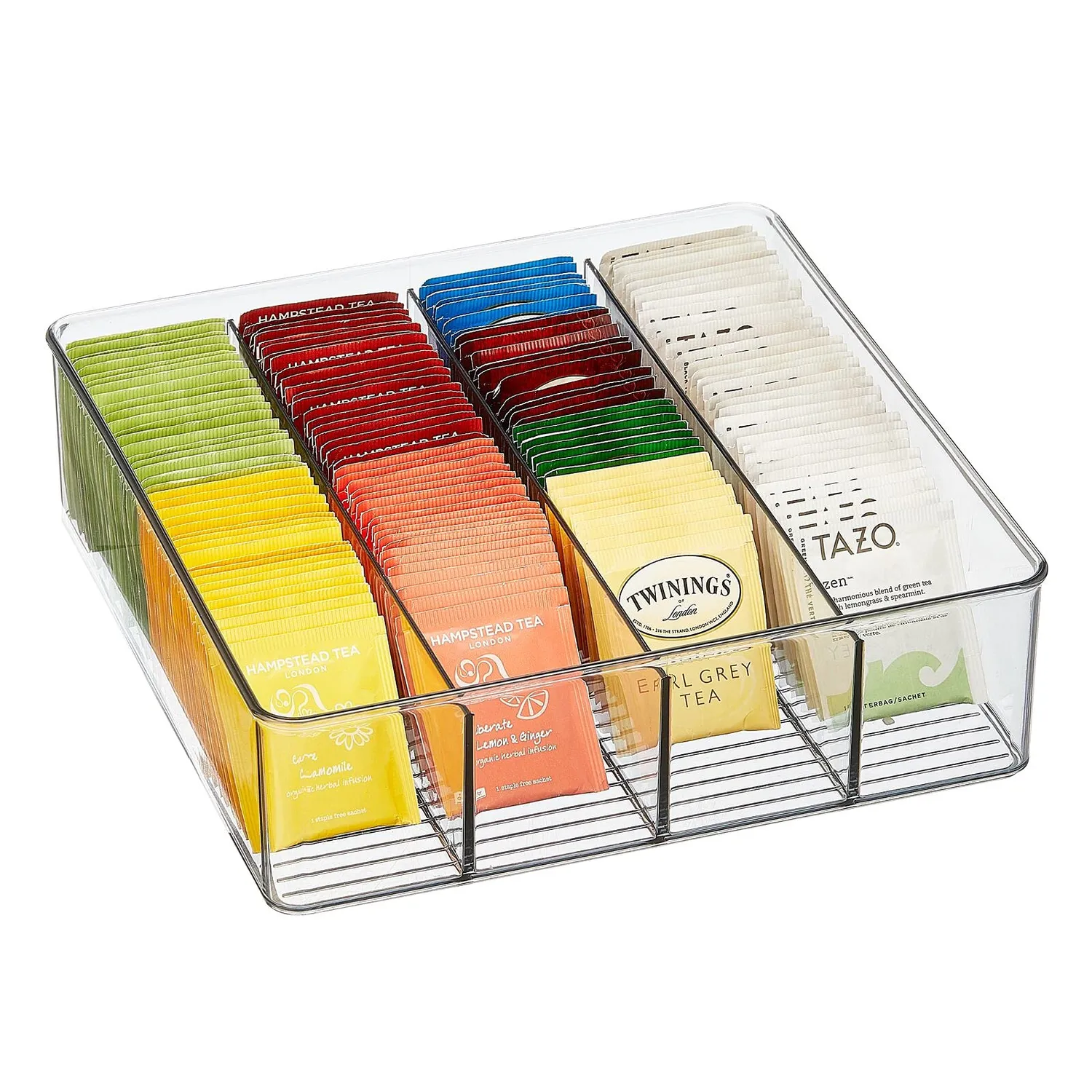 mDesign Organizer 4 Fächer 2er-Set durchsichtig Kunststoff