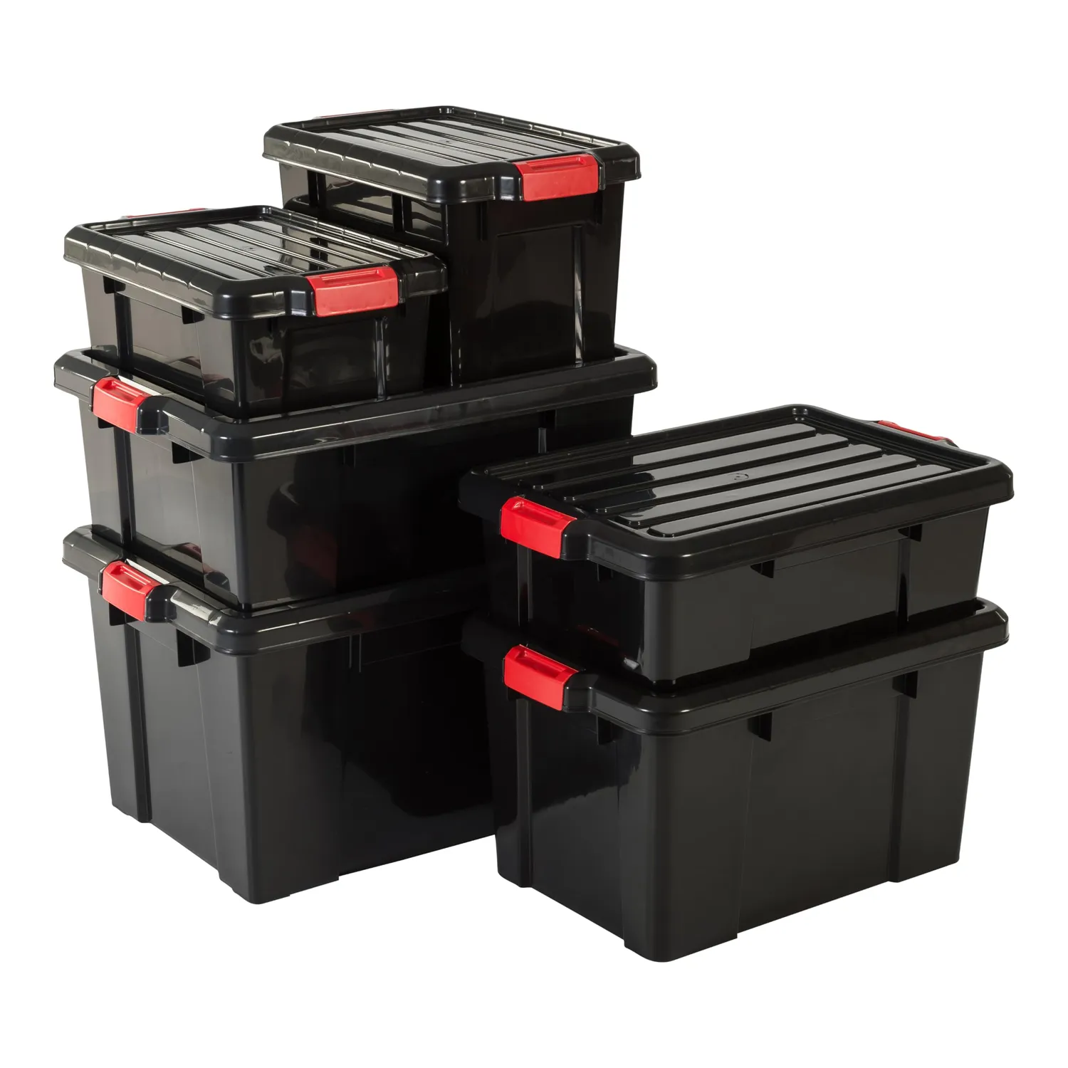 Iris Ohyama SK-210 Aufbewahrungsbox 21L 3er Set schwarz stapelbar