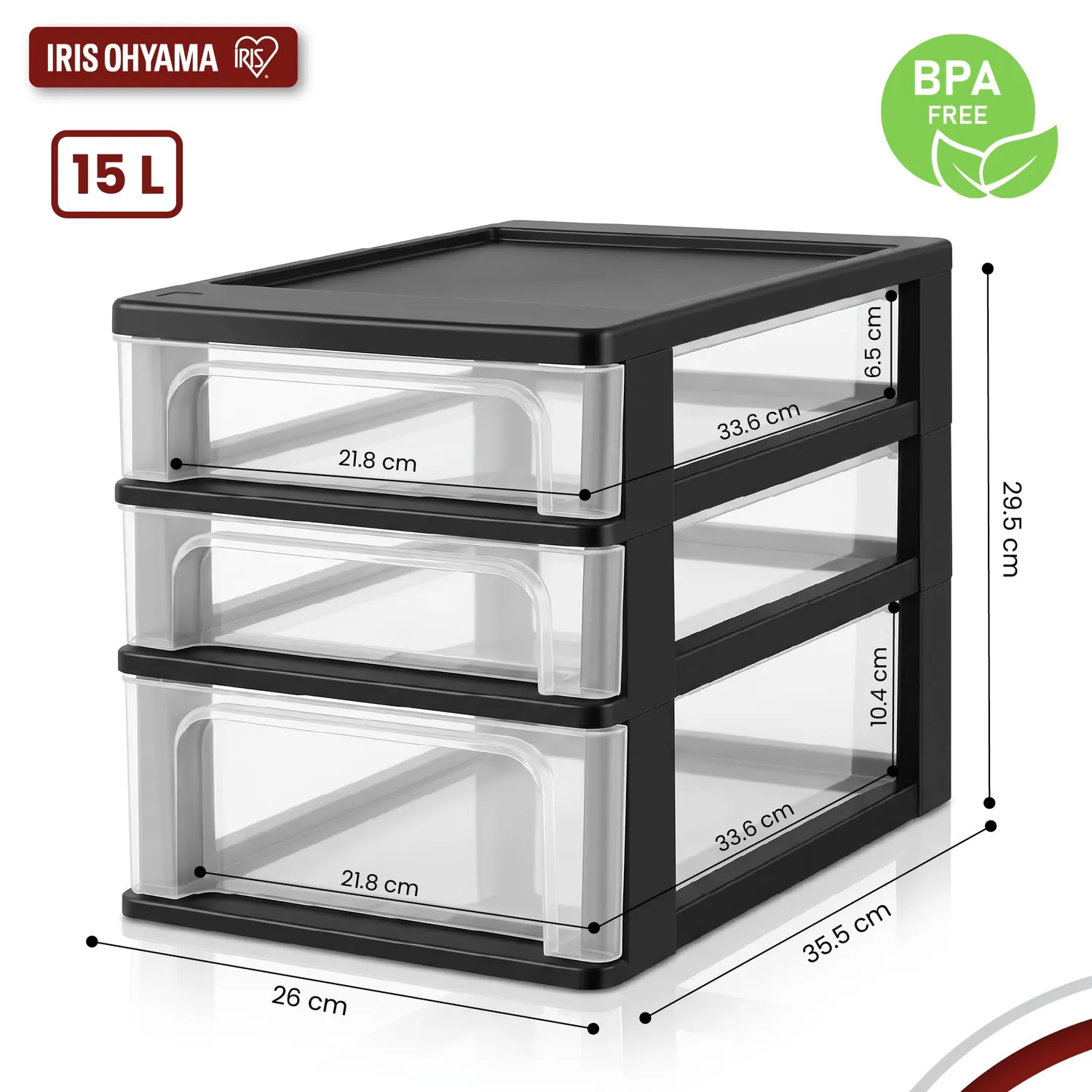 Iris Ohyama Organizer Chest OCH-2021 Schubladenbox Schwarz Mix A4