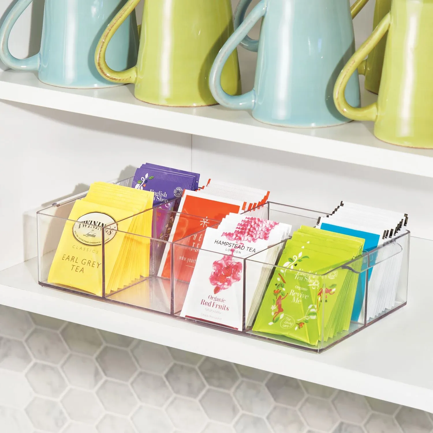mDesign Küchen Organizer 2er Set durchsichtig 8 Fächer