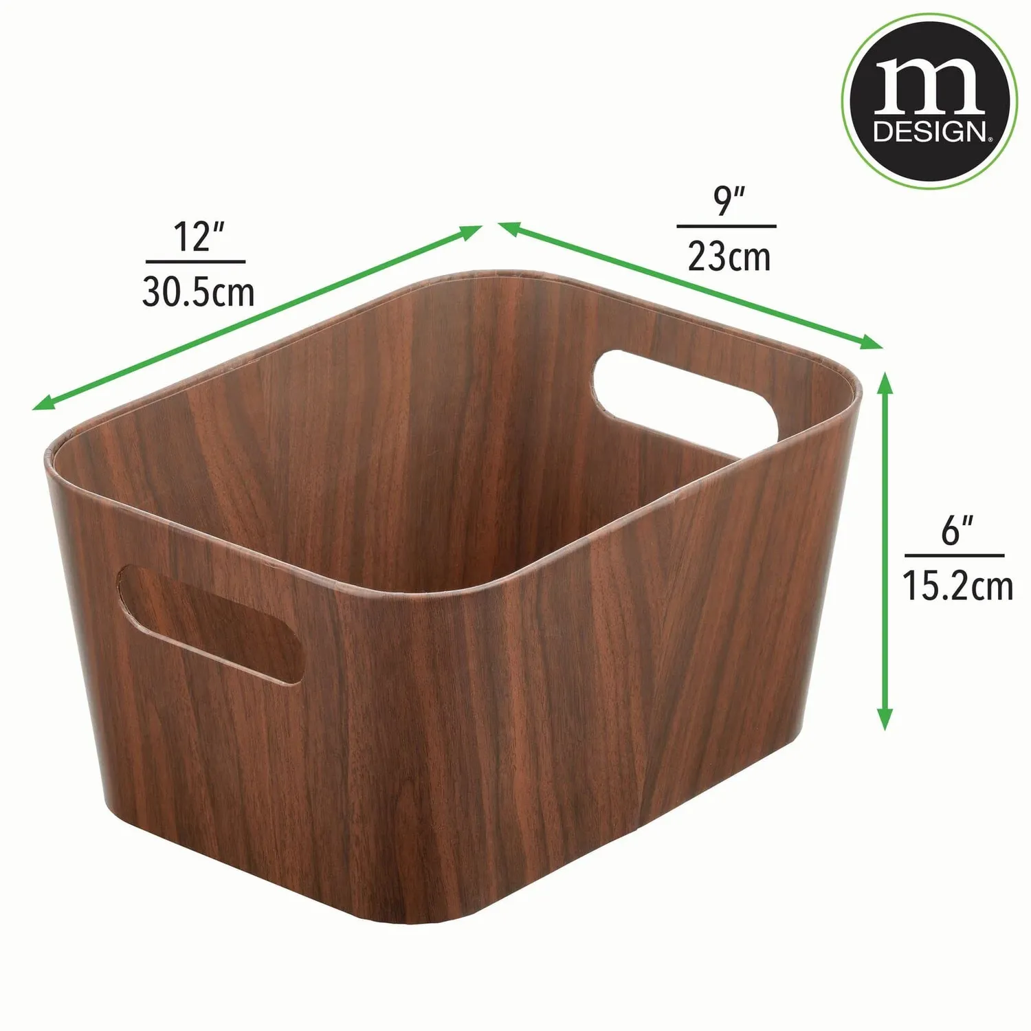 mDesign Aufbewahrungsbox Karton dunkelbraun 4er-Set Griffe