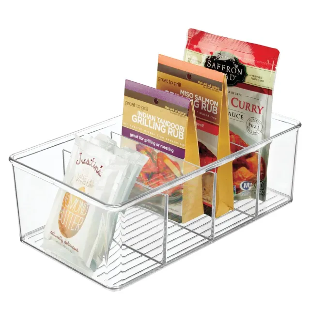 mDesign Aufbewahrungsbox Küchen Organizer 4 Fächer transparent