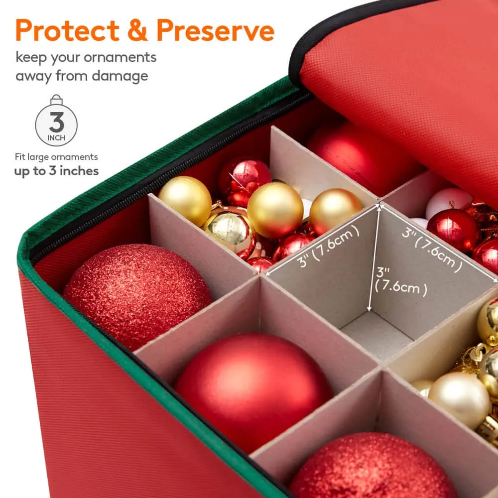 Lifewit Box für 64 Weihnachtskugeln Aufbewahrungsbox Rot stapelbar
