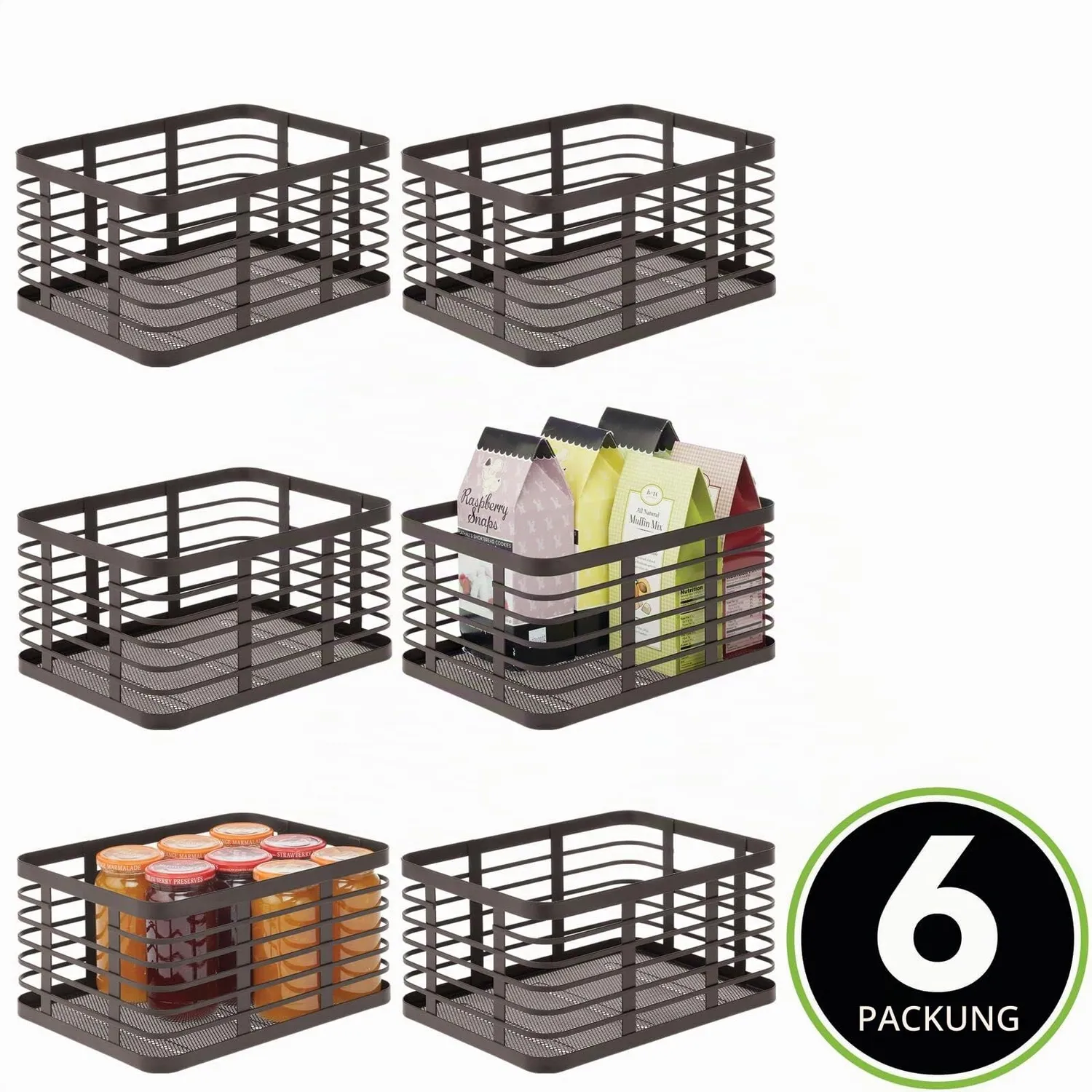 mDesign Allzweckkorb Draht Bronze 6er-Set