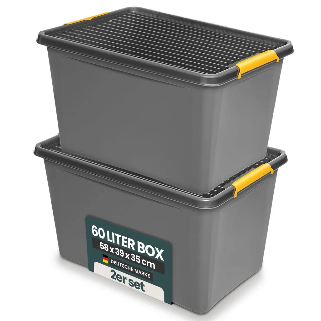 Kreher Solid Box Aufbewahrungsbox mit Deckel 60 L