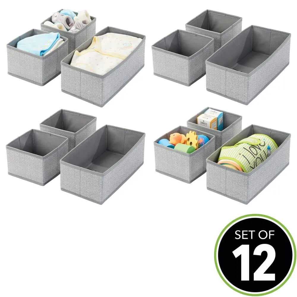 mDesign Aufbewahrungsbox Stoffbox grau Fischgrät 12er-Set
