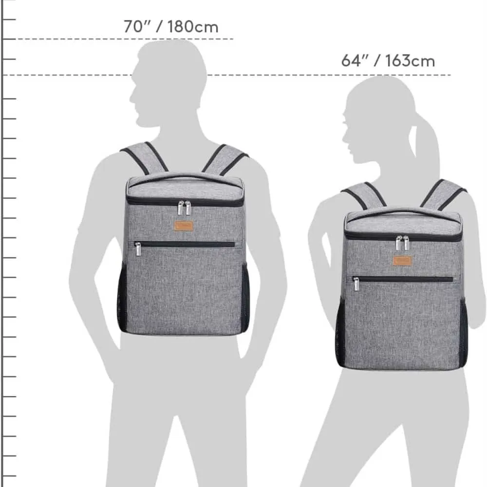 Lifewit Kühlrucksack 24L Cooler Backpack Grau Oxford Picknick