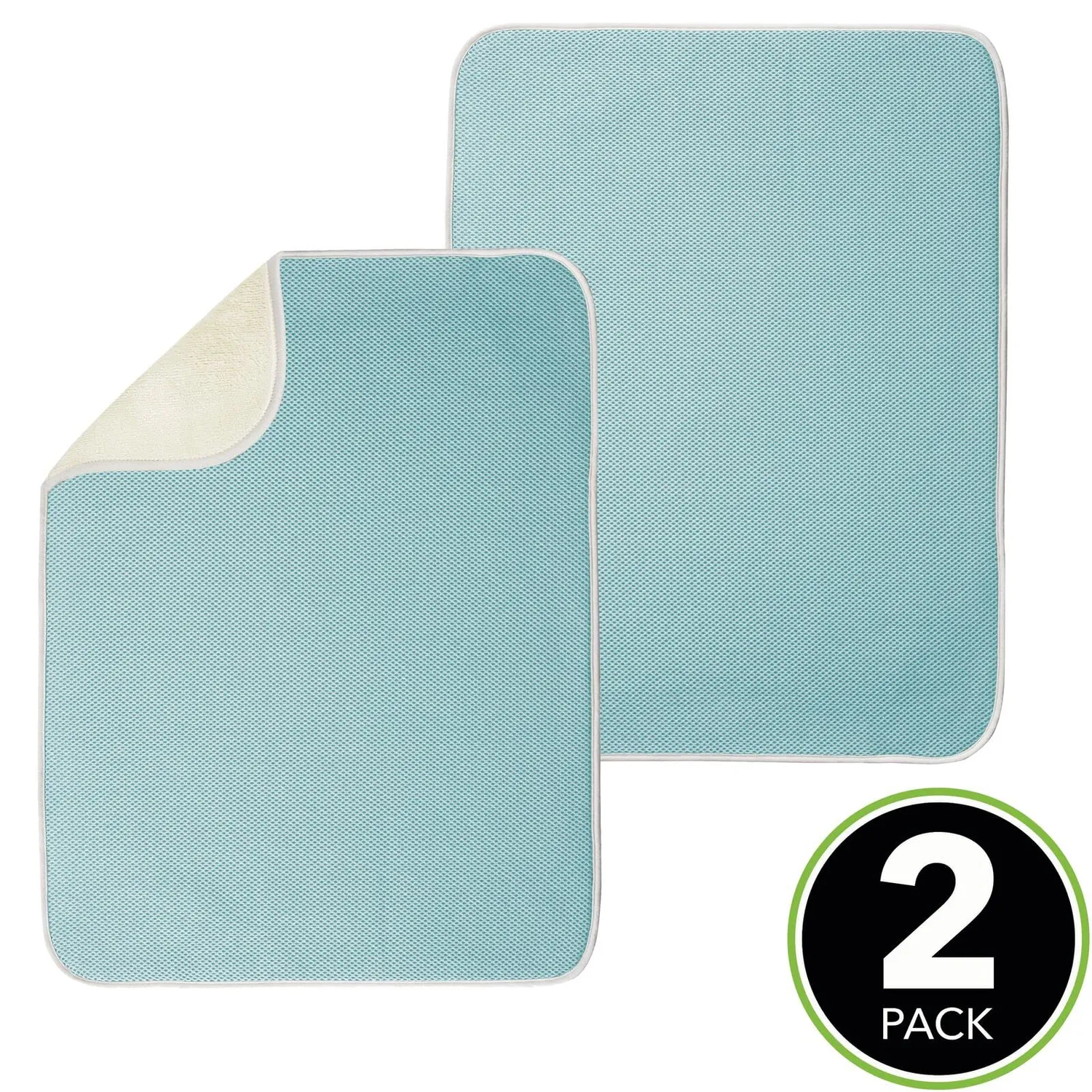 mDesign Abtropfmatte 2er-Set 61x45,7 cm aquablau/beige
