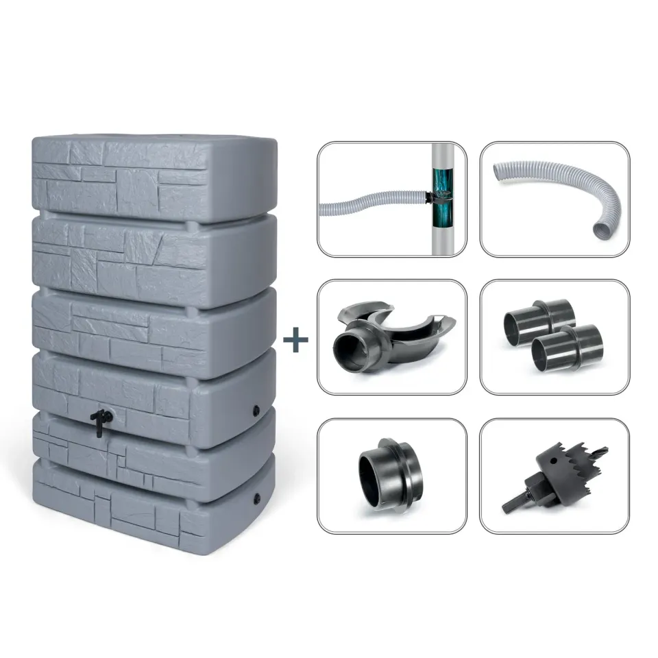 Kreher Tower Stone Wassertank 500 Liter Grau mit Hahn Steinoptik