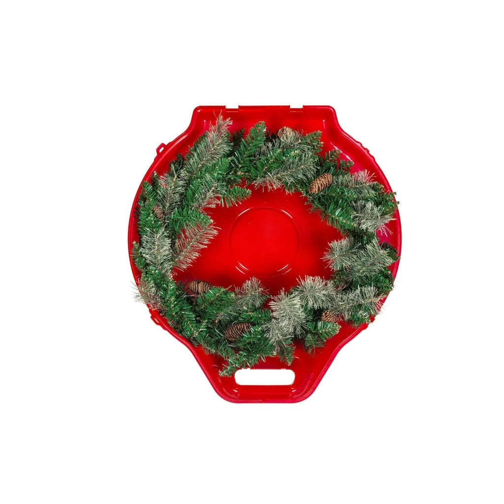Kreher Kranzbox Rund Transparent Rot 70 cm mit Deckel