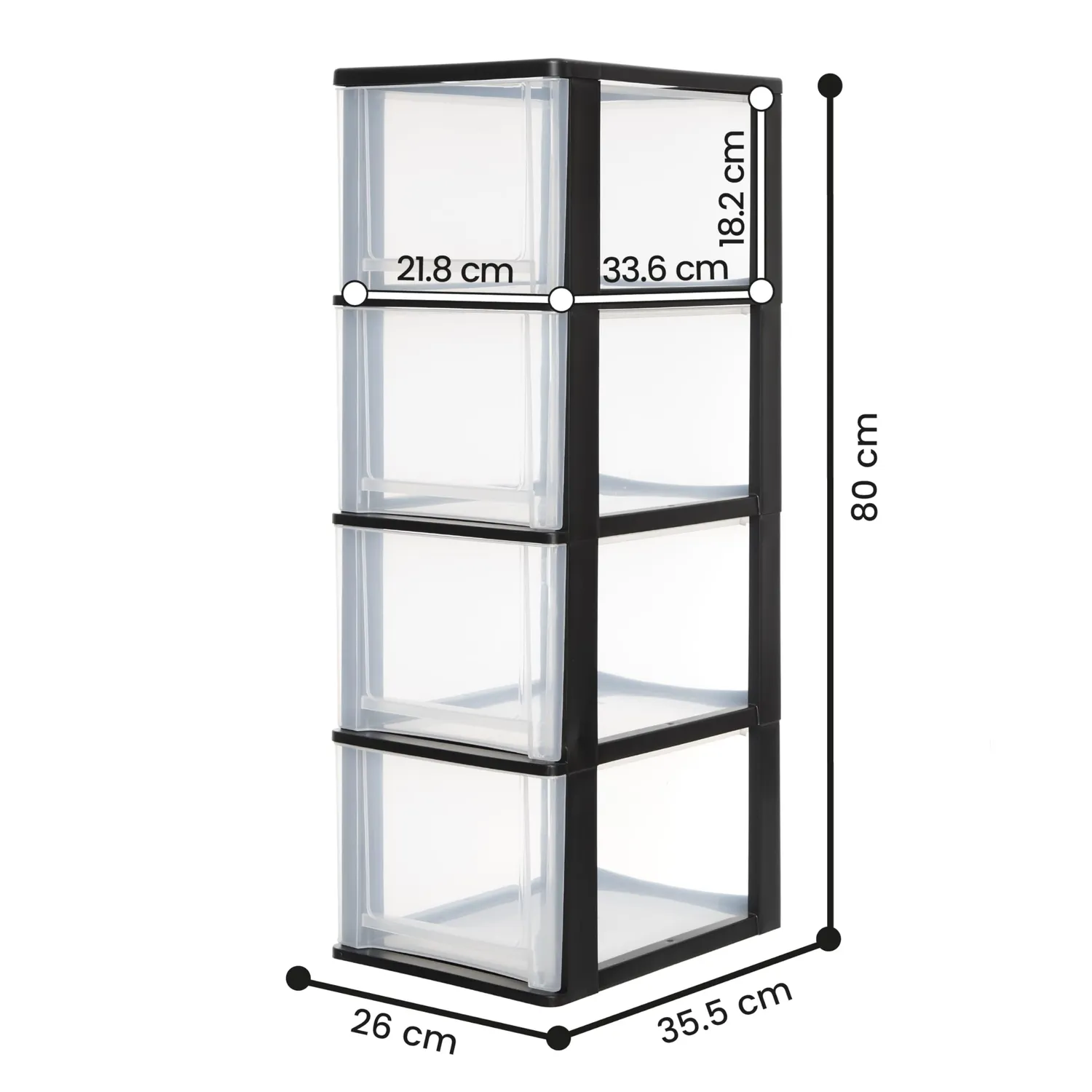 Iris Ohyama DDOCH Schubladenbox 4x13L Schwarz A4 BPA-frei
