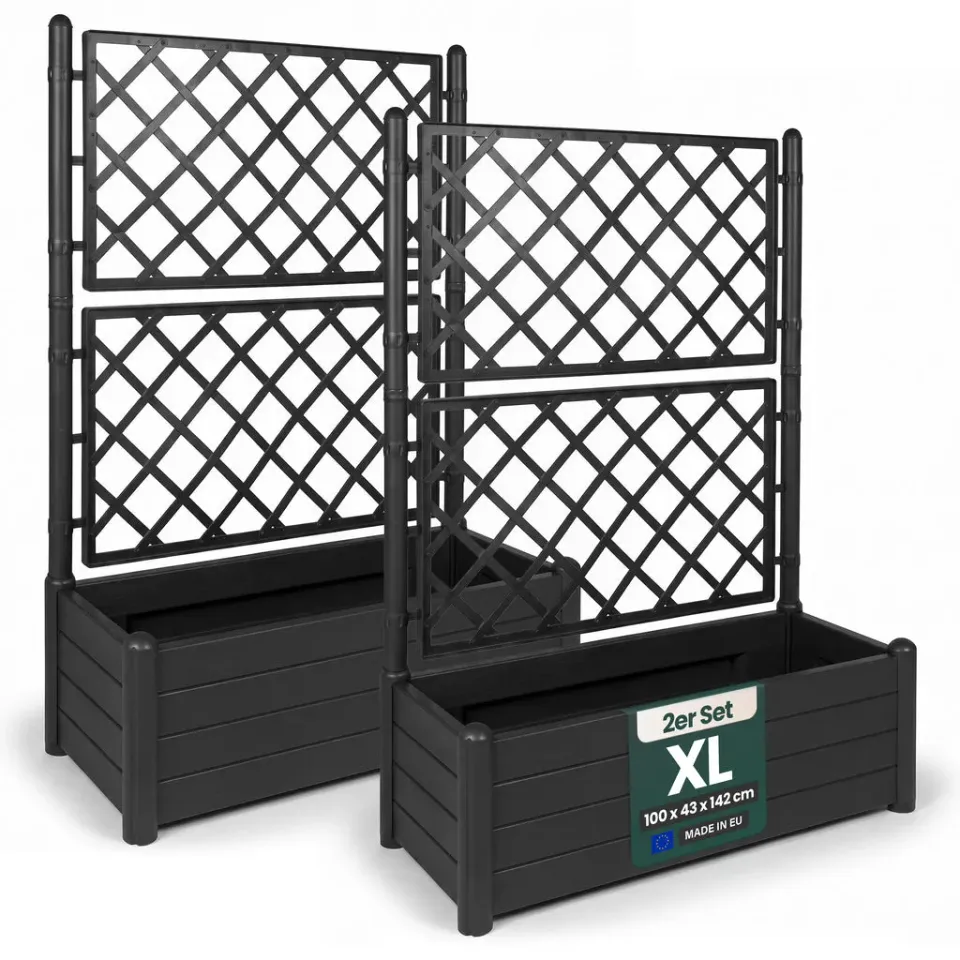 Kreher Holzoptik XL Spalier Pflanzkasten Anthrazit 90L