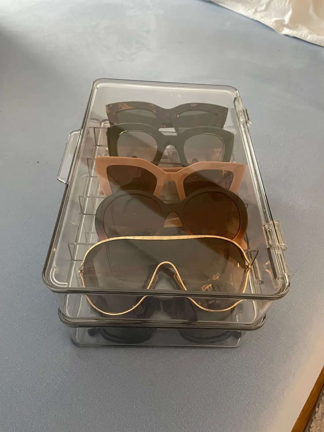 mDesign Brillenvitrine 2er-Set 5 Fächer stapelbar