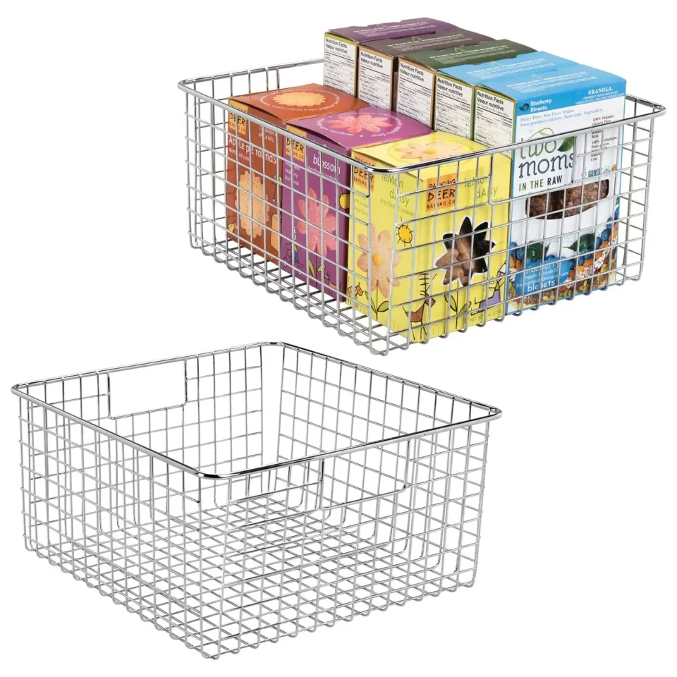 mDesign Drahtkorb Metall chrom 2er-Set groß