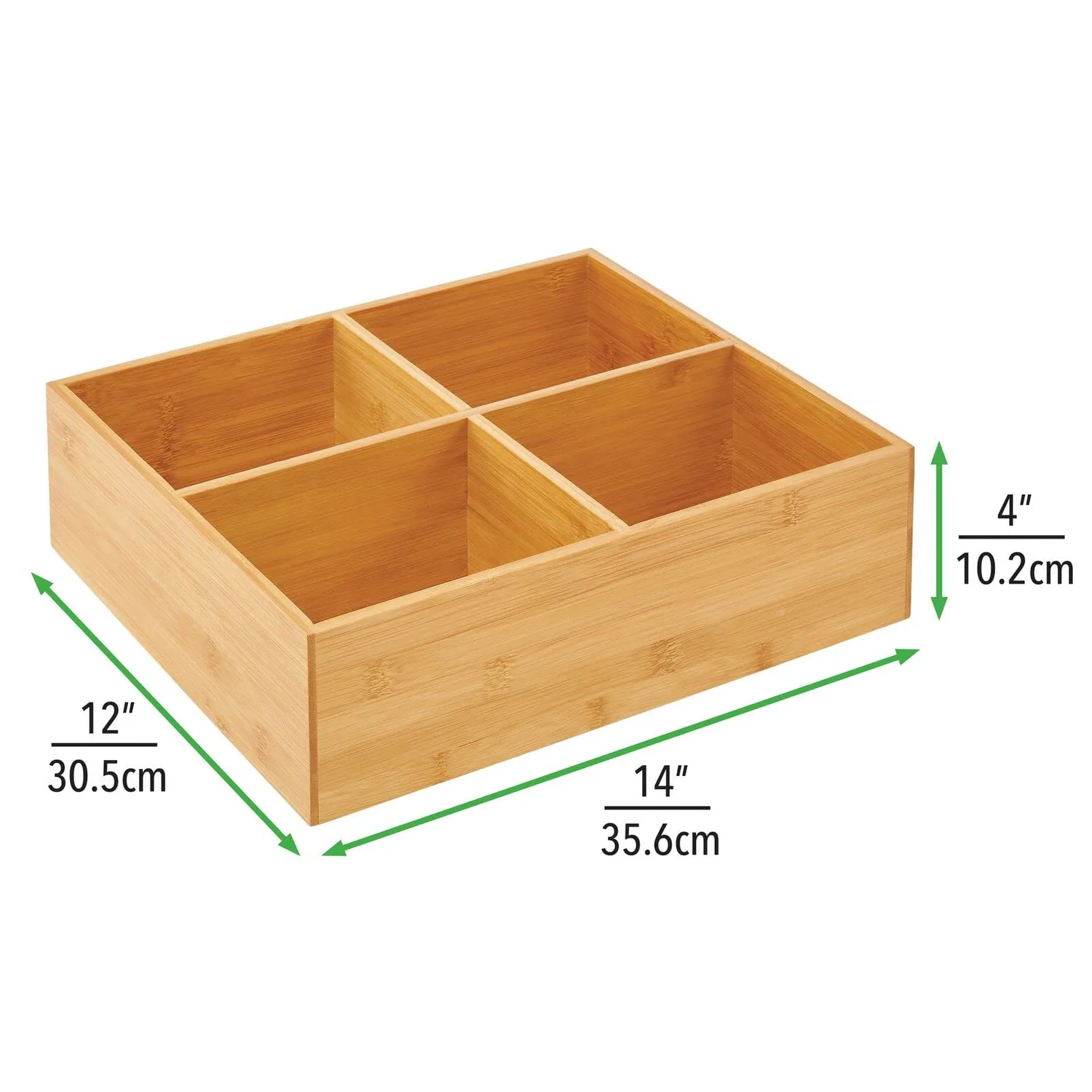 mDesign Teebox Bambus 2er-Set natur mit 4 Fächern