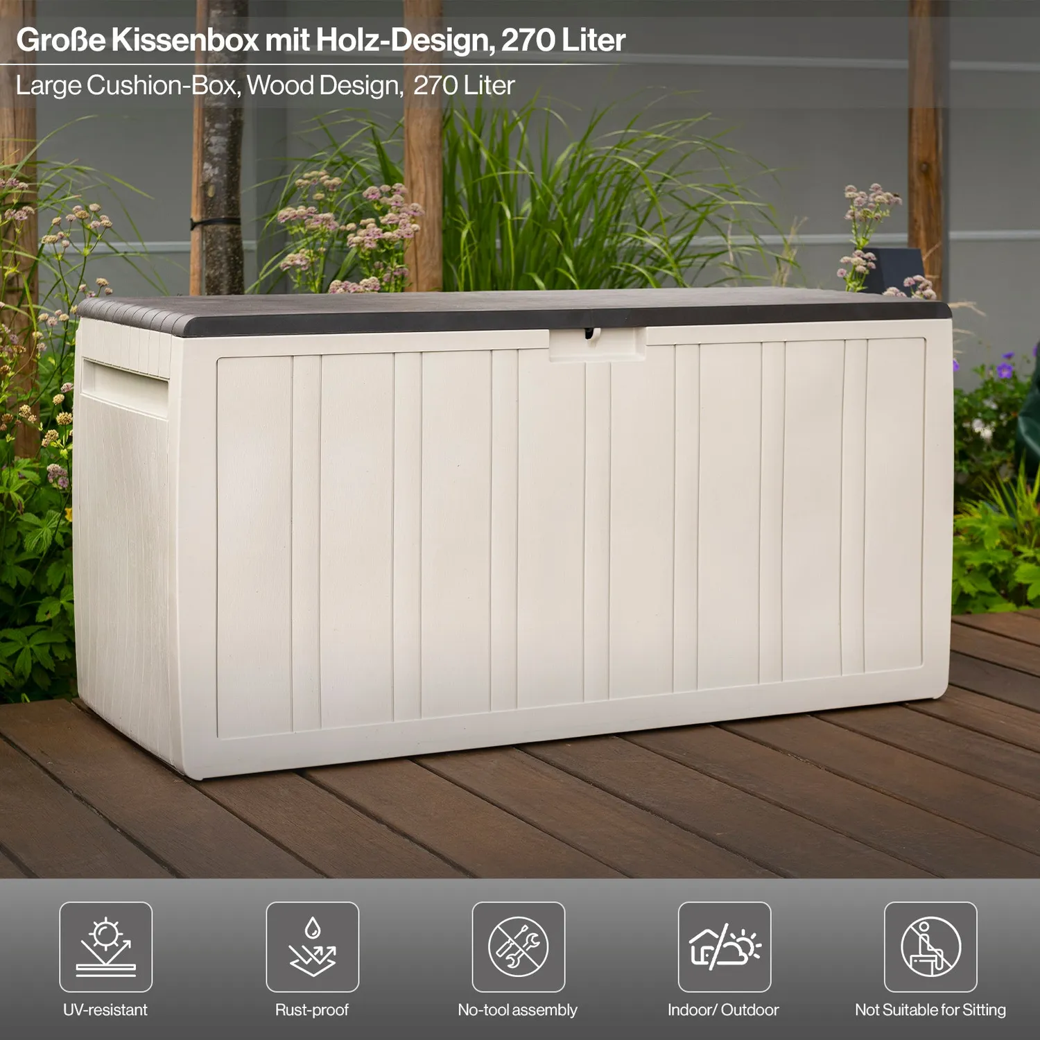 Kreher Leonardo Kissenbox 270 Liter Creme Weiß