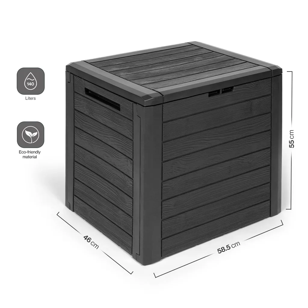 Kreher WOOD Kissenbox 140 Liter Anthrazit wetterfest