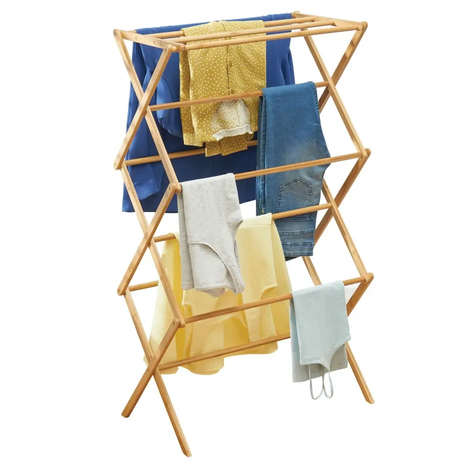 mDesign Wäscheständer Bambus Turmtrockner 3 Ebenen naturfarben