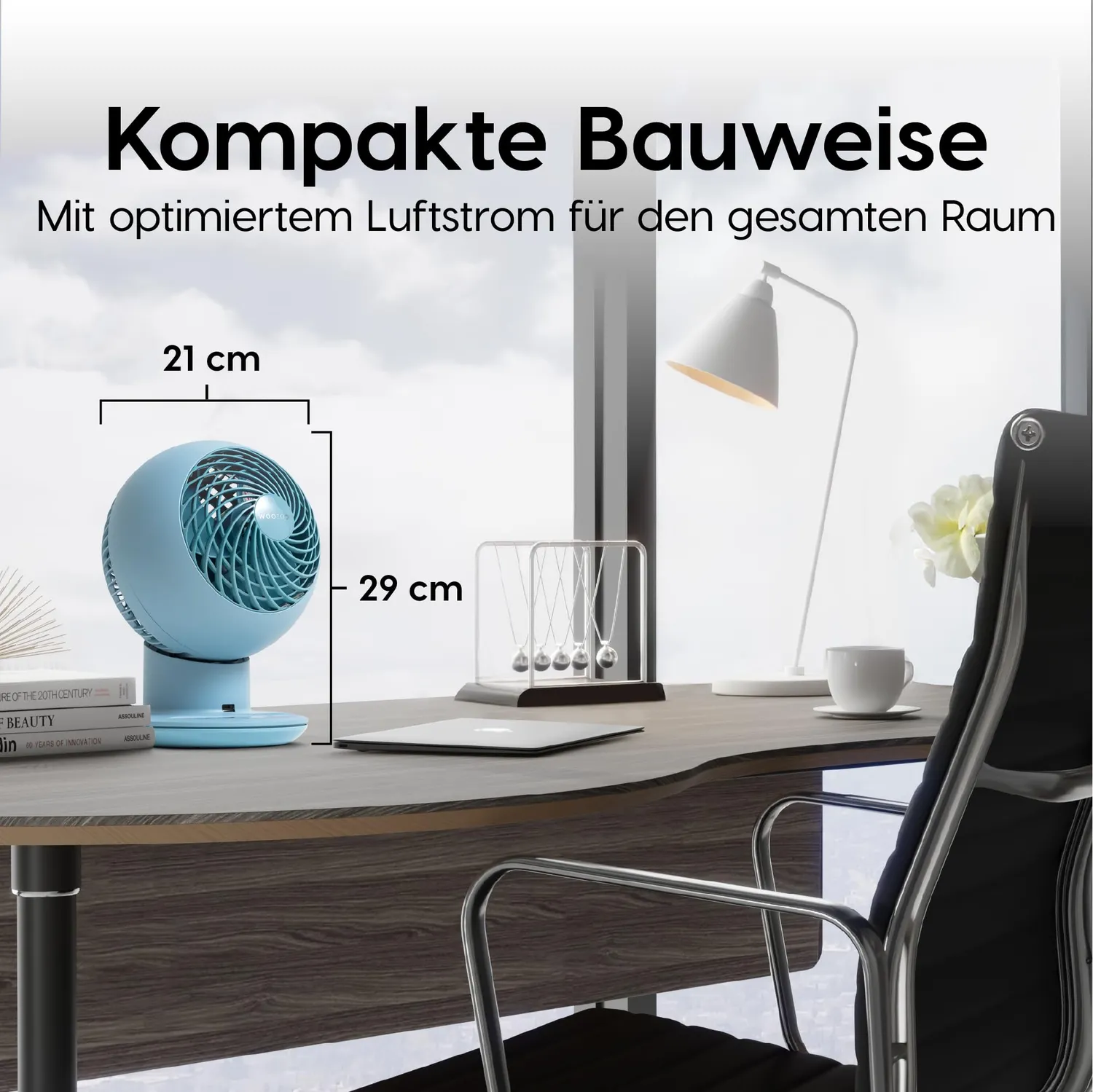 Iris Ohyama Woozoo PCF-SC15T Tischventilator Mattblau leise