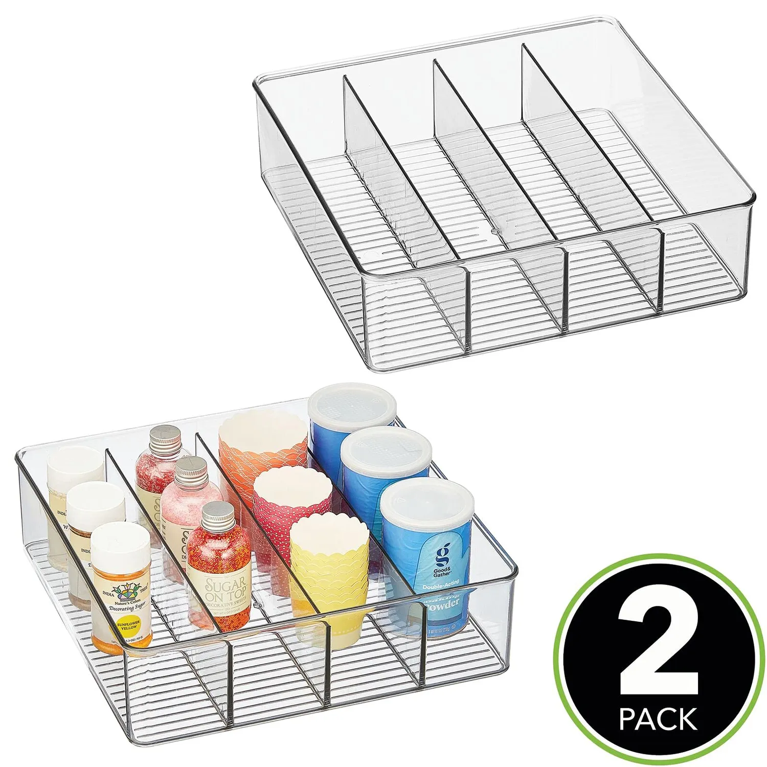 mDesign Organizer 4 Fächer 2er-Set durchsichtig Kunststoff