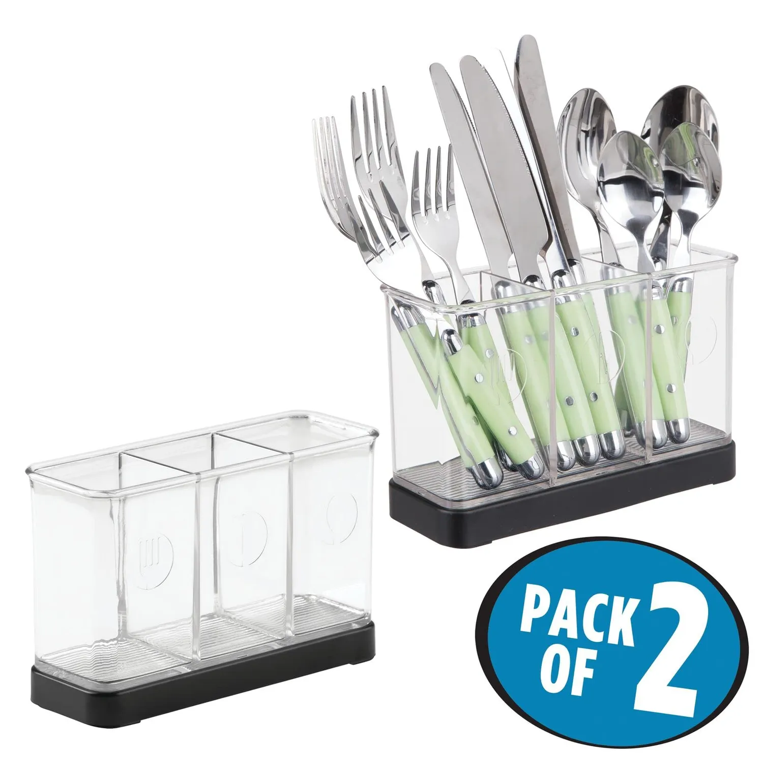 mDesign Besteckkorb stehend 2er-Set mattschwarz 19 cm