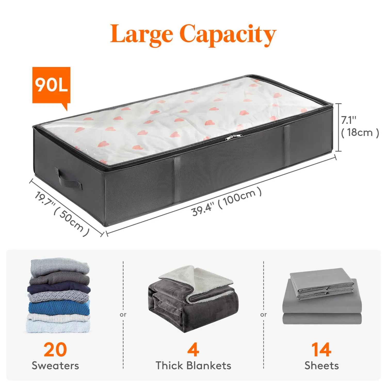 Lifewit Unterbett Aufbewahrung 95L 3er Pack