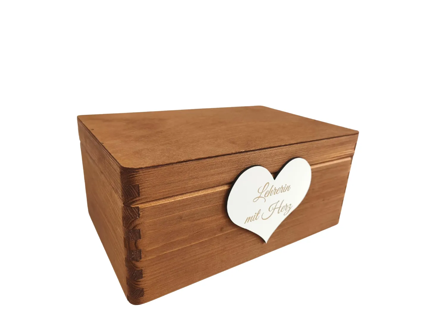 GoodFreshDecor Holzbox mit Deckel 30x20x14 cm Herz Gravur braun