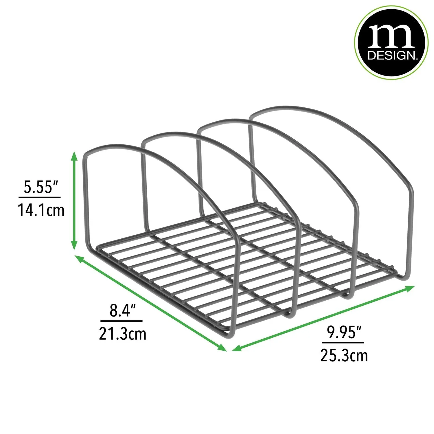 mDesign Küchen Organizer Geschirrhalter graphit 3 Fächer Metall