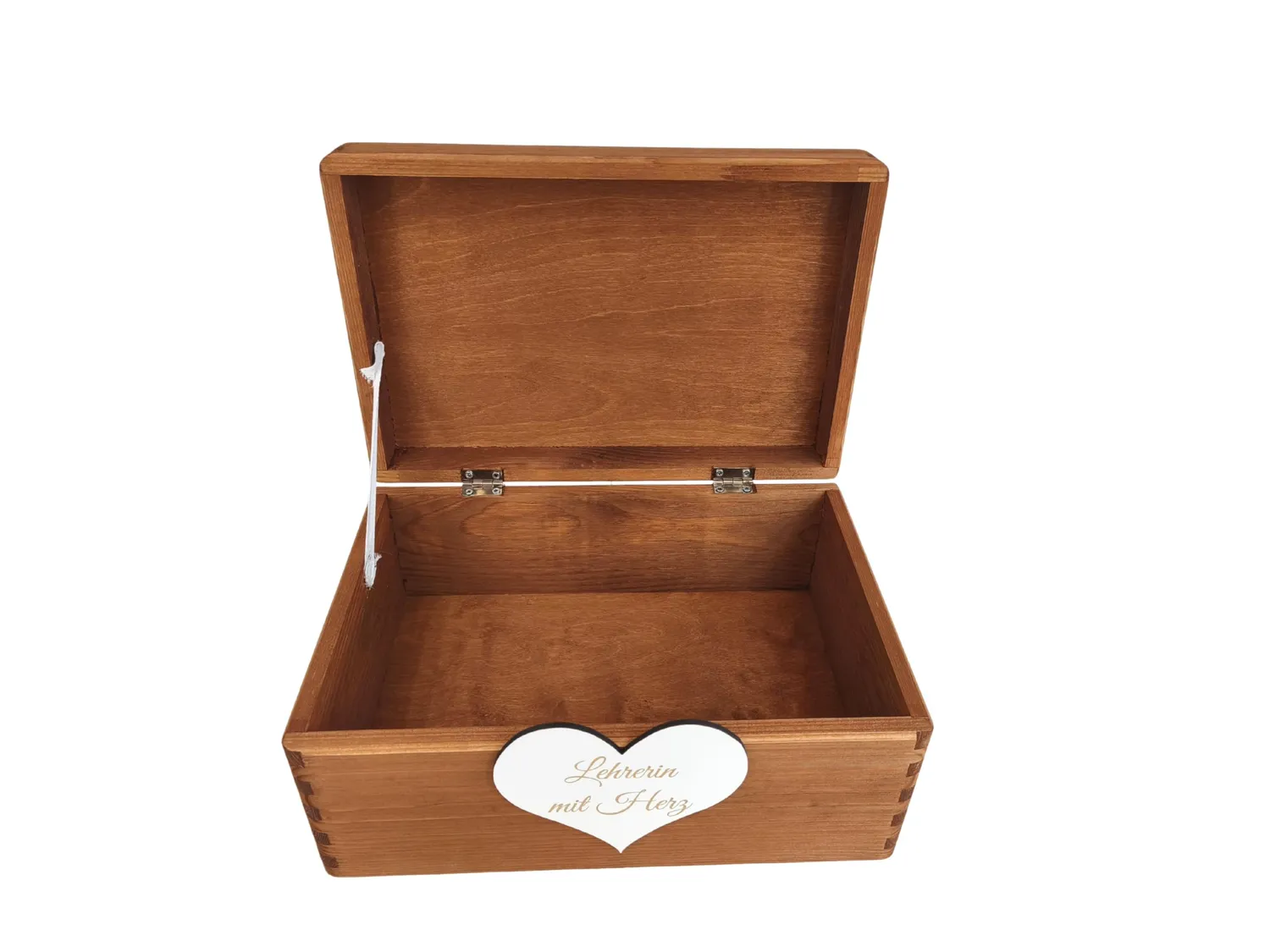 GoodFreshDecor Holzbox mit Deckel 30x20x14 cm Herz Gravur braun