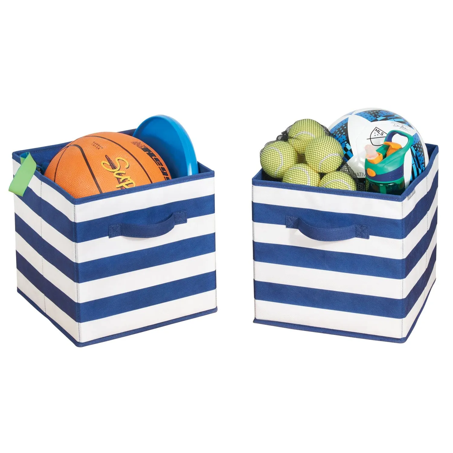 mDesign Spielzeug Aufbewahrungsbox Stoff 4er-Set marineblau
