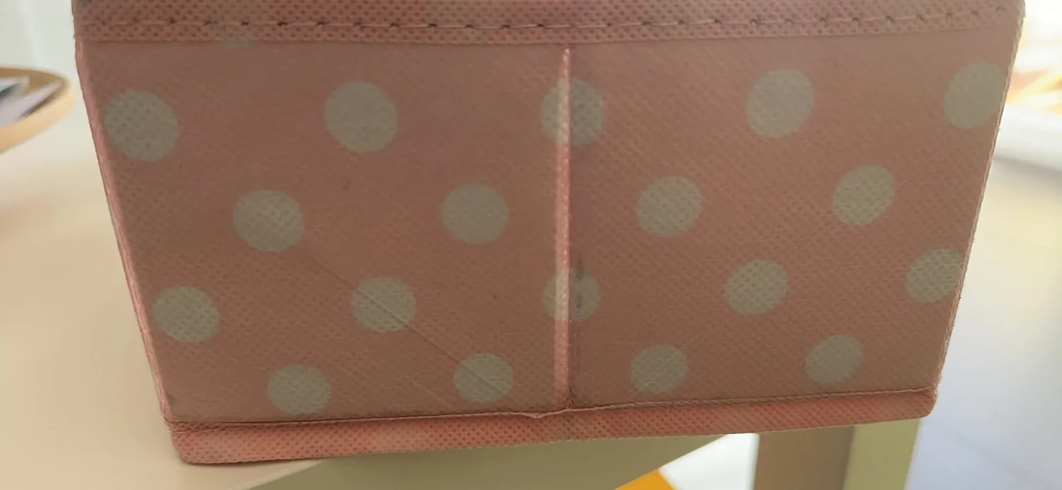 mDesign Aufbewahrungsbox Stoffbox 2 Fächer rosa-weiß 35,6 cm