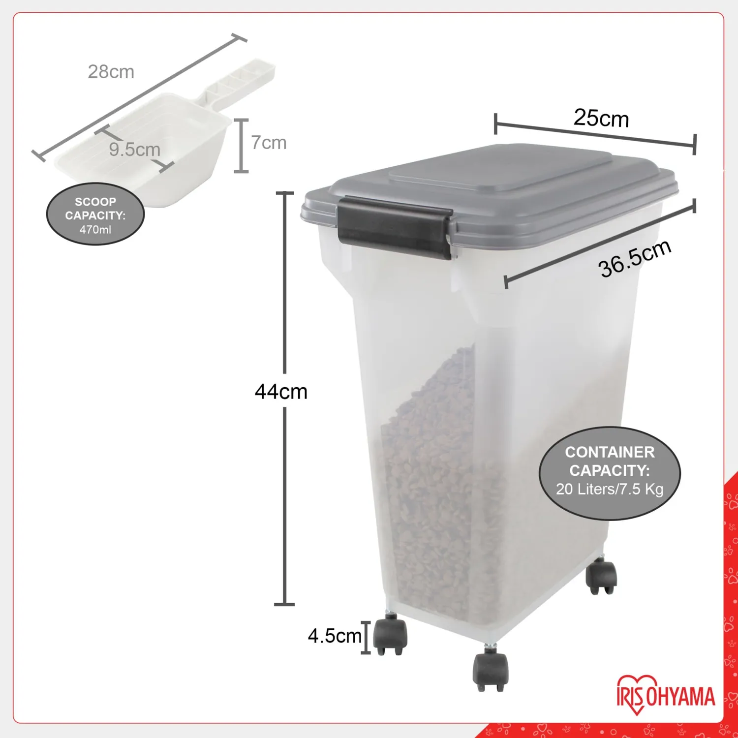 Iris Ohyama ATS-M Futterbox 20L gelb mit Rollen