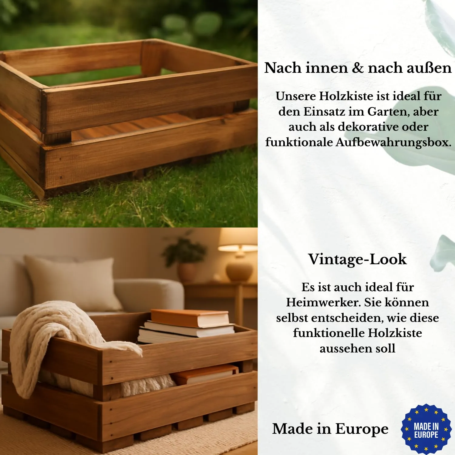 GoodFreshDecor Holzkisten 3er Set 30x20x12 cm braun