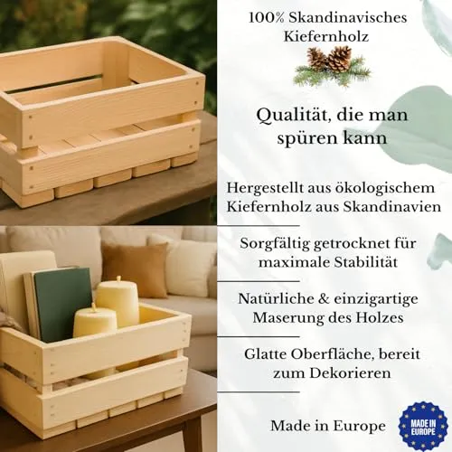 GoodFreshDecor Holzkisten 3er Set 30x20x12 cm natur