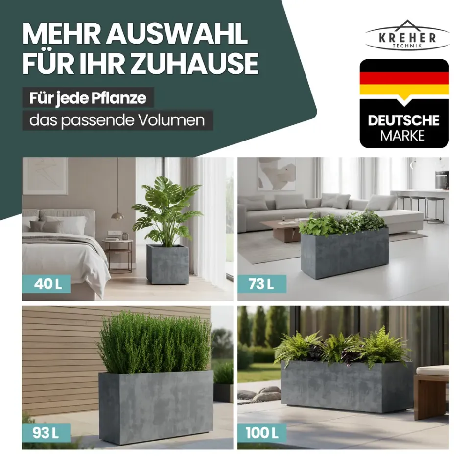 Kreher Millennium Pflanzkasten 40L Anthrazit eckig