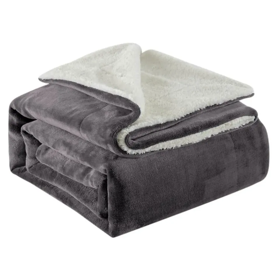 Lifewit Sherpa Kuscheldecke Grau Fleecedecke 127x152cm
