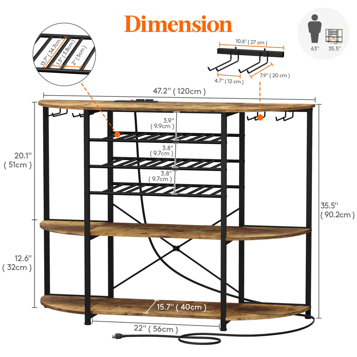 Lifewit Wine Rack Bartisch Weinregal mit LED und Steckdose